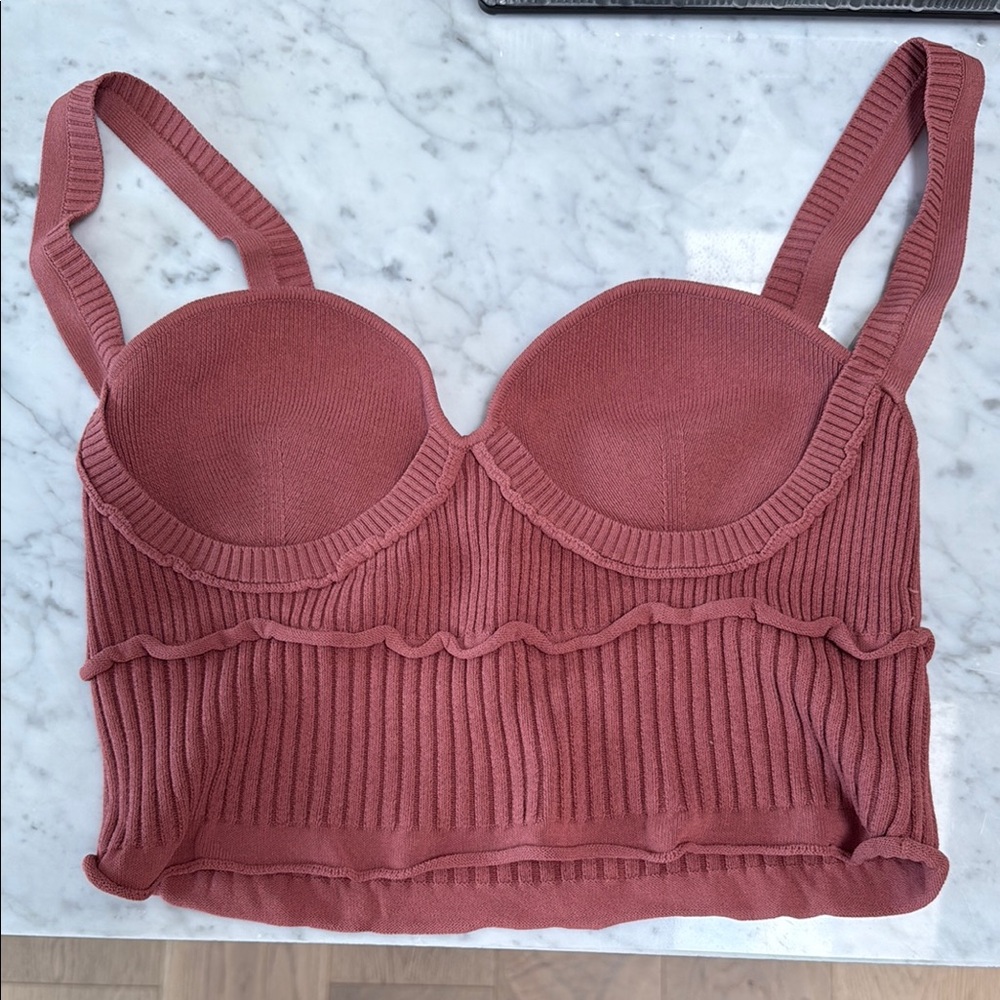 Altuzarra Ribbed Knit Top in Rust